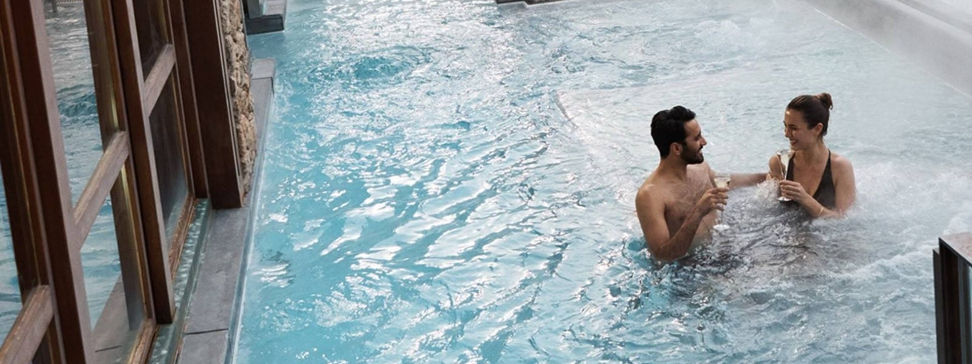 couple in the pool