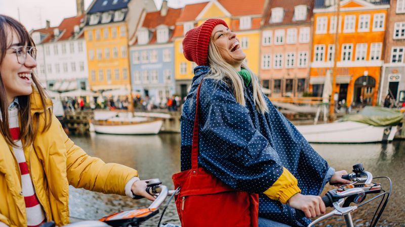 women riding bikes