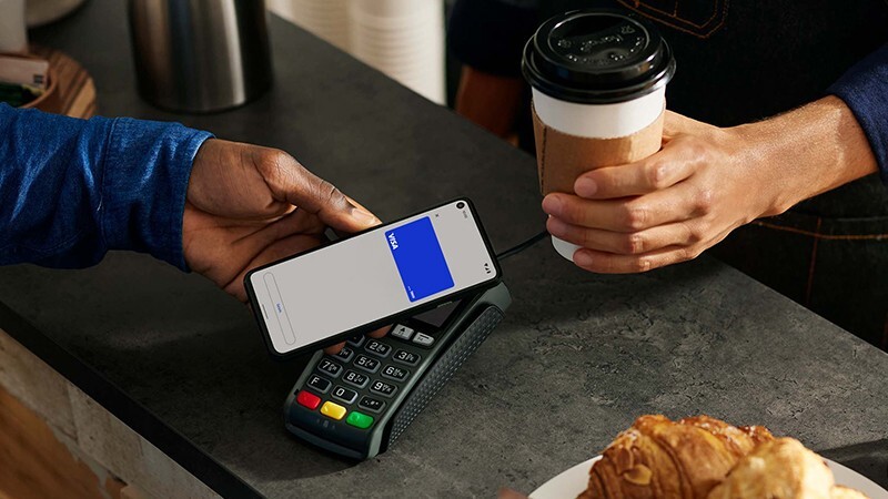 Contactless payment on phone for coffee