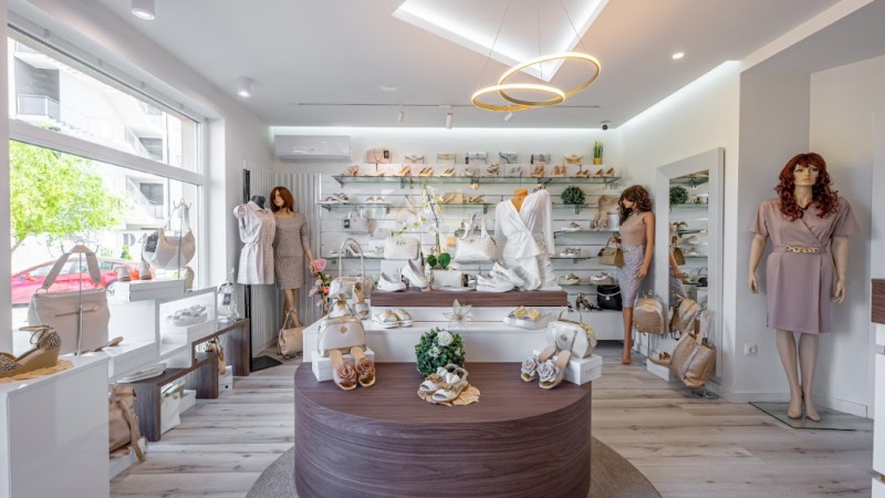 Luxury shoes, bags and clothes store
